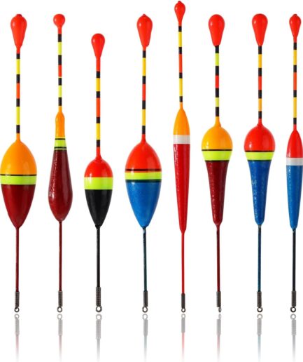 Fishing Floats Fishing Bobbers,10 Pcs Oval Trout Float Foam Fishing Floats Wood Slip Fishing Bobbers, Bobber Stopper Spring Stick Slip Floats Accessories for Catfish Trout Bass Fishing Line