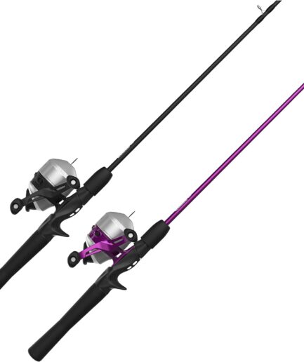33 Spincast Reel and 2-Piece Fishing Rod Combo, 5-Foot 6-Inch Durable Fiberglass Rod,  Anti-Reverse Fishing Reel with Bite Alert