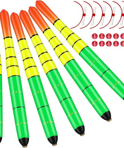 6 Pcs Fishing Bobbers Floats Weighted Catfish Pole Floats High Visibility Wood Pole Fishing Float for Catfish Pike 7in, 12in
