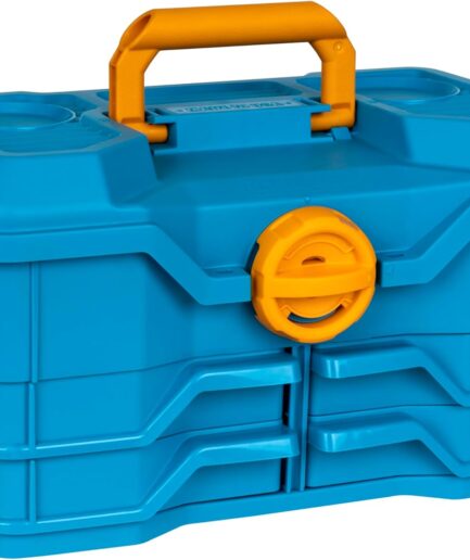 4/0 Medium Fishing Tackle Box, 4 Pivot Trays, 23 Compartments, Advanced Tackle Storage Organizer, Blue